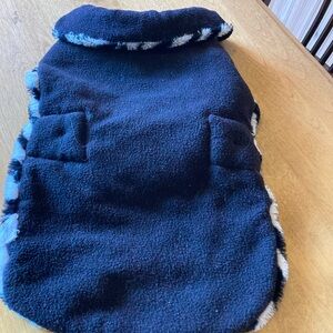 Small dog black quilted with zebra fur trim coat